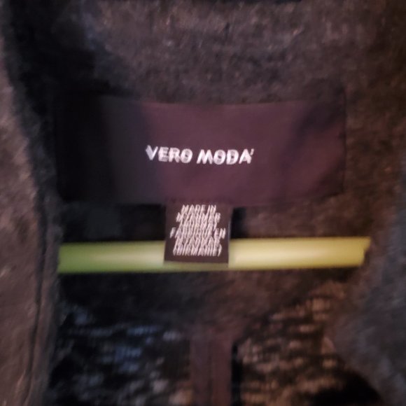 Vero Moda Dark Grey Brushed Katrine Faux Wool Midi Coat, Size 2x-3x Fair - Picture 4 of 9